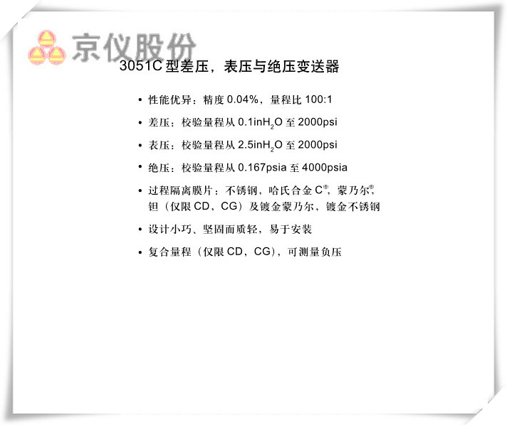 3051C型差压表压与绝压变送器